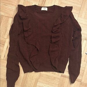 Wilfred burgundy Ruffle Knit Sweater